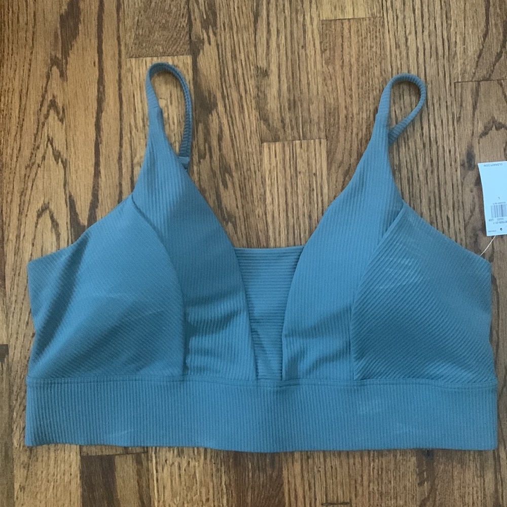 Old Navy light support powersoft textured rib sports bra large ocean shale color